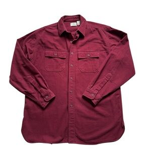 L.L. Bean Men's large Chamois button up shirt deep wine casual cotton flannel